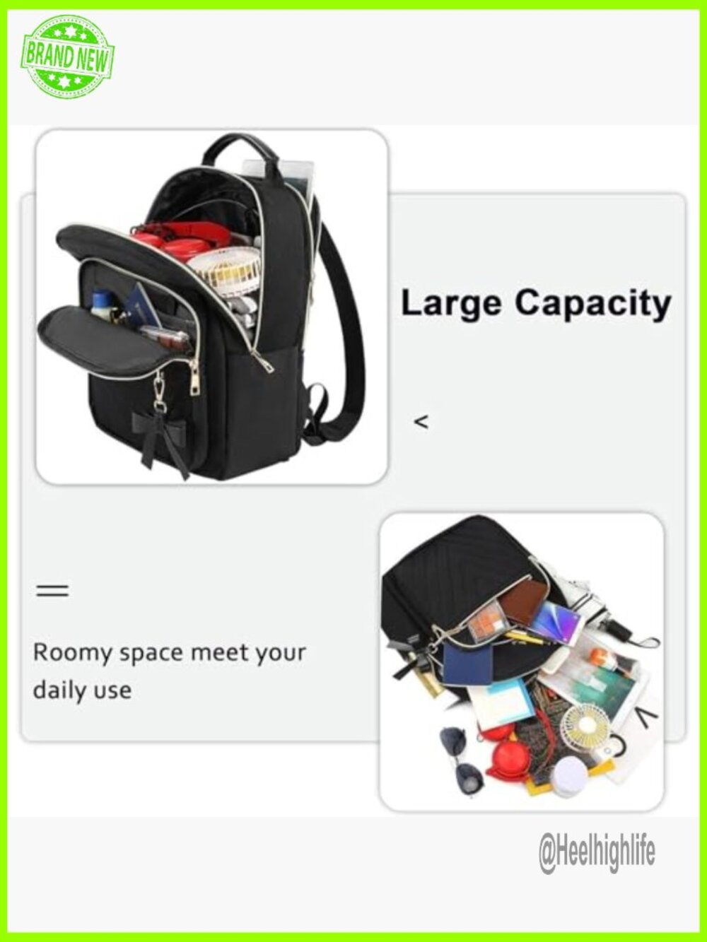 Waterproof Rolling Laptop Backpack with USB Port, 17.3 Inch Travel Daypack - Picture 4 of 7